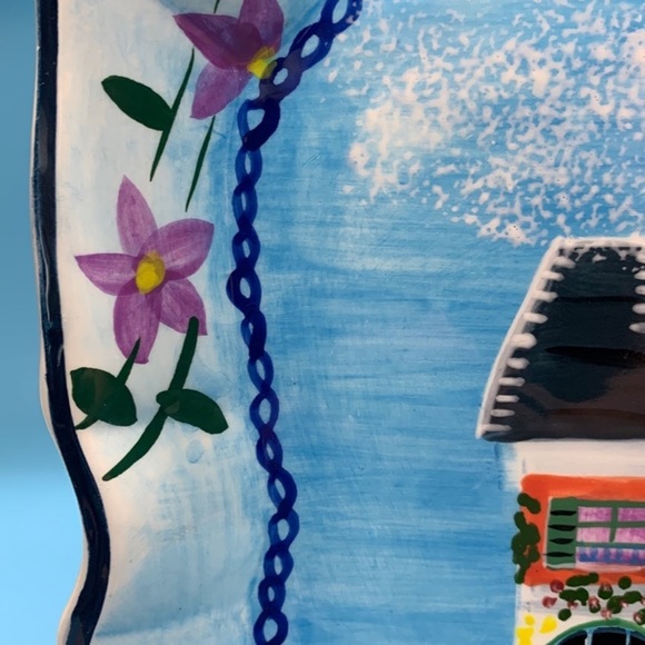 HandPainted CCBC Craft Council of Brit Columbia BIRDHOUSE FLOWERS 9" Plate - Picture 3 of 12